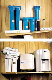 Обратноосмотические системы очистки воды в жилом доме, для подготовки питьевой воды.